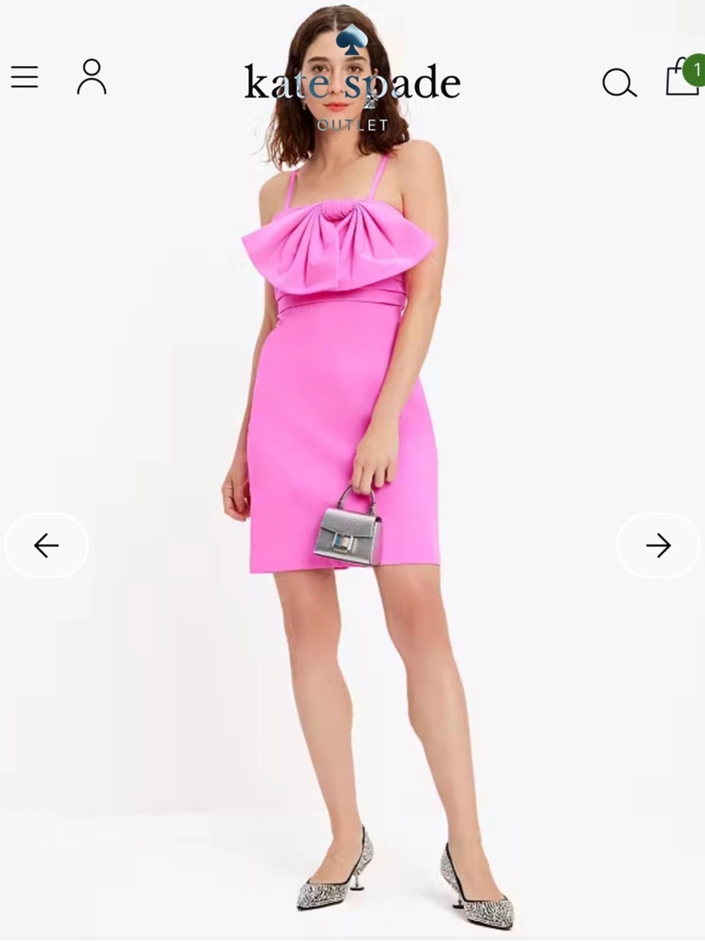 kate spade Hot Pink Bow-Detail Mini Dress, NWOT, Size 12, runs small in bust - Picture 3 of 16